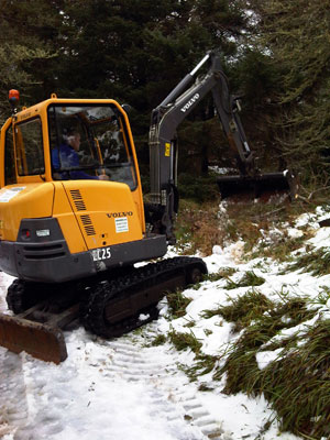 Joe driving the digger in Willowglen