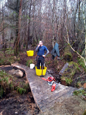 Steve demonstating the art of standing in a bucket