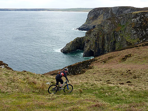 Steve nearing the end of the ride - Traigh Mhor in background 